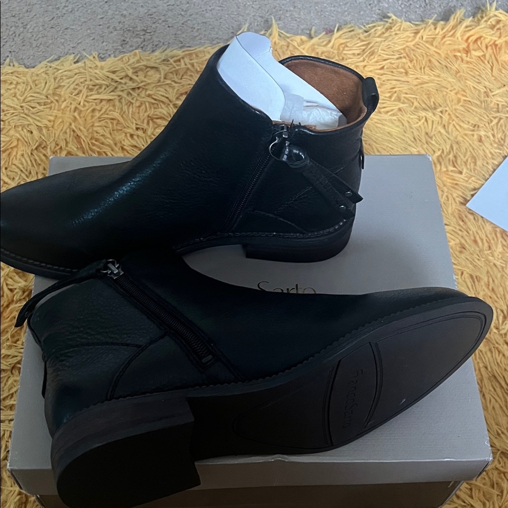 Franco Sarto Black Leather Zip Boots